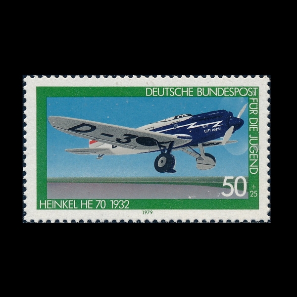 GERMANY(����)-#B559-50+25pf-HEINKEL HE70, 1932(������ He 70 ������)-1979.4.5��