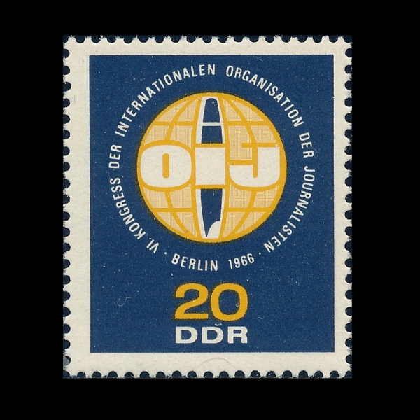 GERMAN DEMOCRATIC REPUBLIC(����)-#858-20pf-6TH CONG. OF THE INTL. ORGAN. OF JOURNALISTS, BERLIN(��������αⱸ(IOJ) ��6�� ��ȸ)-1966.10.10��