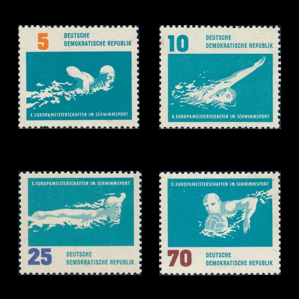 GERMAN DEMOCRATIC REPUBLIC(����)-#A199(4��)-10TH EUROPEAN SWIMMING CHAMPIONSHIPS, LEIPZIG(1962�� ���� ���� ������ ��ȸ)-1962.8.7��