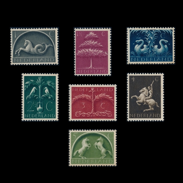 NETHERLANDS(�״�����)-#A47~54(7��)-HORSE, TREE, BIRD AND SWAN(��, ����, ��, ����)-1943��