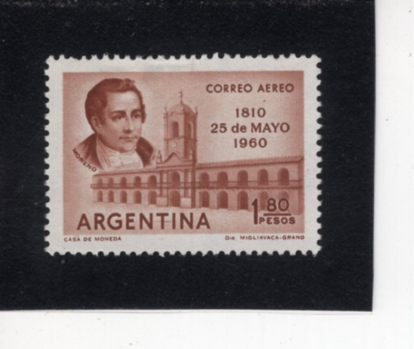 ARGENTINA(�Ƹ���Ƽ��)-#C75-1.80p-MARIANO MORENO(�����Ƴ� �𷹳�)-1960.5.28��