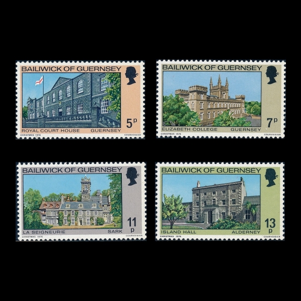 GUERNSEY(����)-#141~4(4��)-BUILDINGS IN BAILIWICK(���ϸ����� ���๰)-1976.10.14��