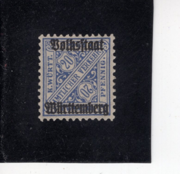 GERMAN STATES-WURTTEMBERG(�ٵ��߸��ۺ���ũ)-#O156-20pf-FOR THE STATE AUTHORITIES(�������ǿ� ��������)-1919��