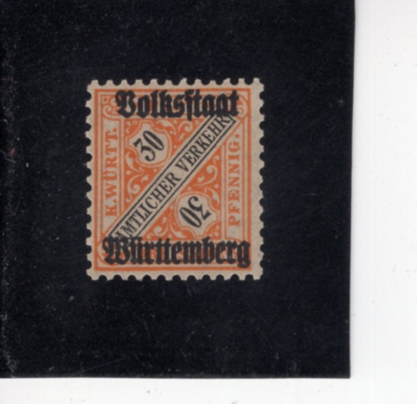 GERMAN STATES-WURTTEMBERG(�ٵ��߸��ۺ���ũ)-#O158-30pf-FOR THE STATE AUTHORITIES(�������ǿ� ��������)-1919��