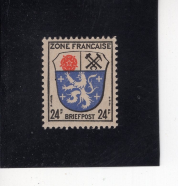 GERMAN OCCUPATION STAMPS(������)-#4N9-24pf-ARMS OF SAARLAND(�ڸ���Ʈ ���� ����)-1945��