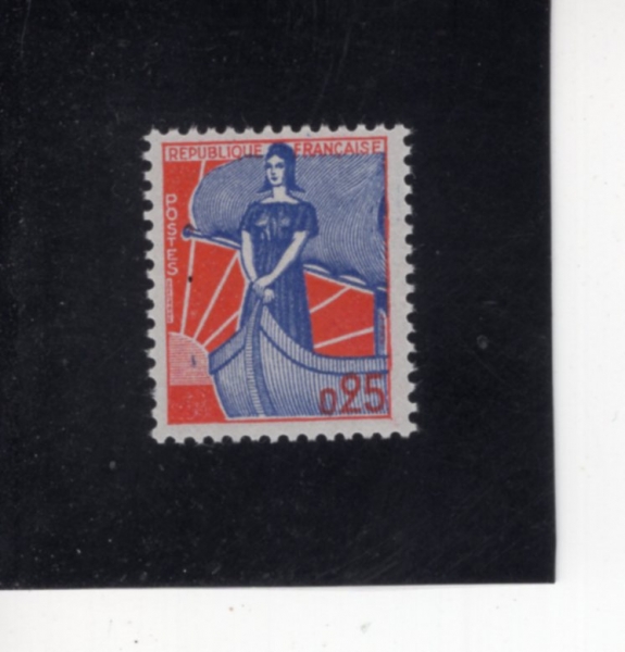 FRANCE(������)-#942-25c-MARIANNE AND SHIP OF STATE(�����Ȱ� ���ռ�)-1960��