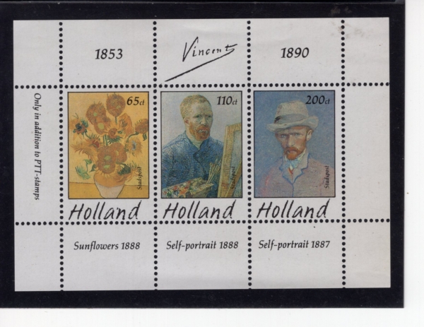 NETHERLANDS(�״�����)-SOUVENIR SHEET-#NO(3��)-VINCENT VAN GOGH(��Ʈ �� ������ ��ȭ��)-1987��