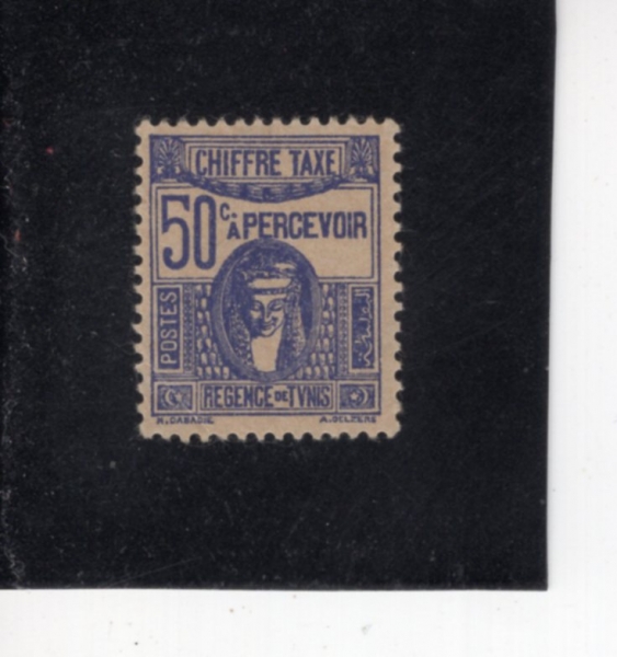 TUNISIA(Ƣ����)-#J20-50c-DEESSE CARTHAGINOISE(ī��Ÿ���� ����)-1945��