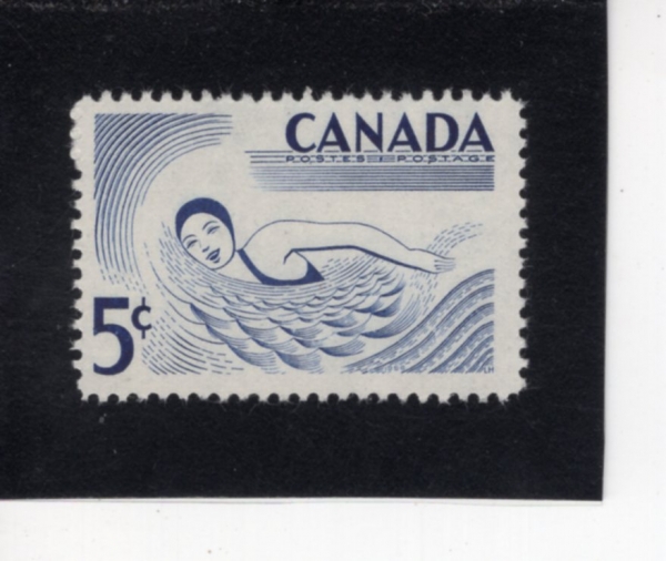 CANADA(ĳ����)-#366-5c-SWIMMING(���丮�� ����)-1957.3.7��