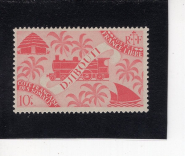 SOMALI COAST(�Ҹ������� �ؾȼ�)-#225-10c-LOCOMOTIVE AND PALMS(������, �����)-1943��
