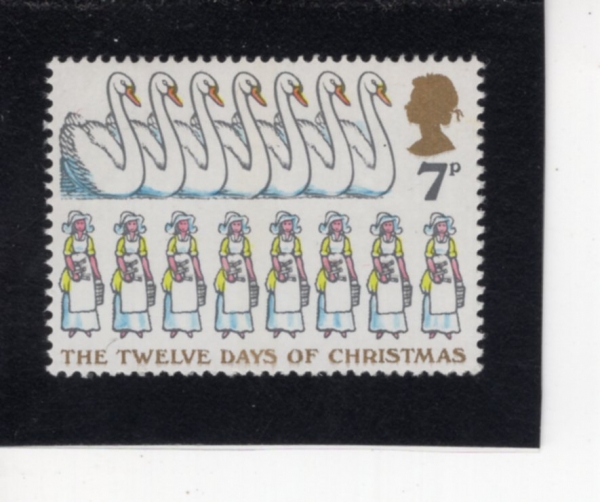GREAT BRITAIN(����)-#823-7p-7 SWANS A-SWIMMING, 8 MAIDS A-MAKING(7���� ���� ����, 8���� �ϳ� �����)-1977.11.23��