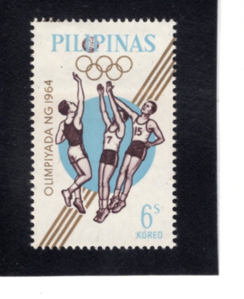 PHILIPPINES(�ʸ���)-#915-6s-18TH OLYMPIC GAMES, TOKYO AND BASKETBALL(1964�� �ϰ� �ø���, ��)-1964.12.28��