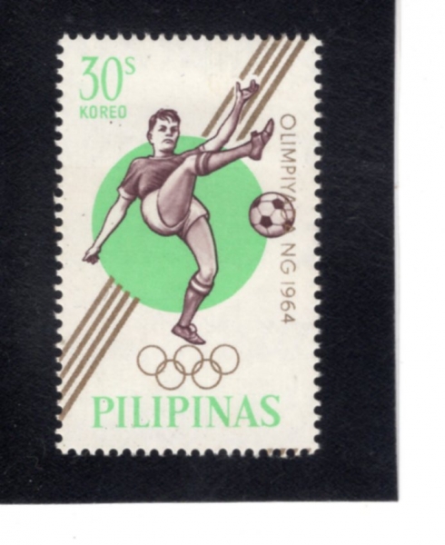 PHILIPPINES(�ʸ���)-#918-30s-18TH OLYMPIC GAMES, TOKYO AND SOCCER(1964�� �ϰ� �ø���, �౸)-1964.12.28��