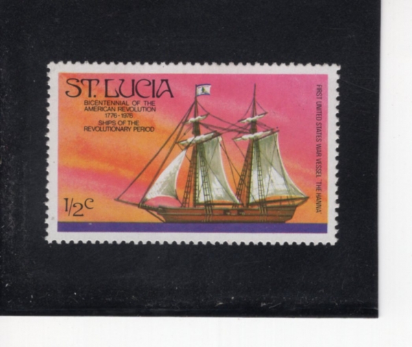 ST.LUCIA(����Ʈ ��þ�)-#379-1/2c-\"HANNA\", FIRST US WARSHIP(USS �ѳ�)-1976.1.26��