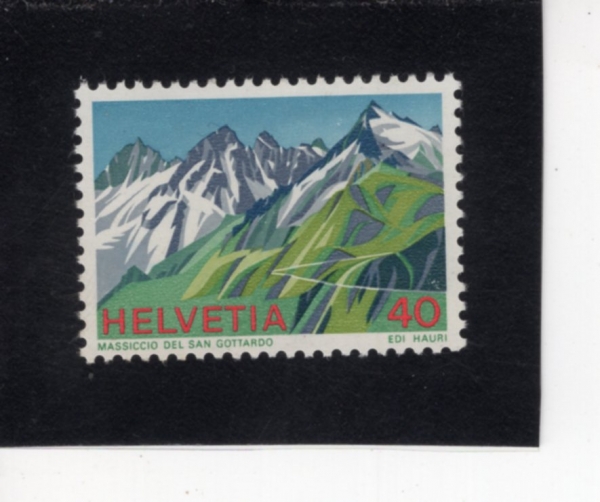 SWITZERLAND(������)-#617-40c-ST. GOTTHARD MOUNTAINS(��Ʈ�ϸ�Ʈ ���)-1976.9.16��