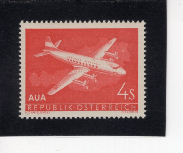 AUSTRIA(����Ʈ����)-#632-4s-PLANE OVER MAP OF AUSTRIA(����Ʈ���� ���� ���� �����)-1958.3.27��