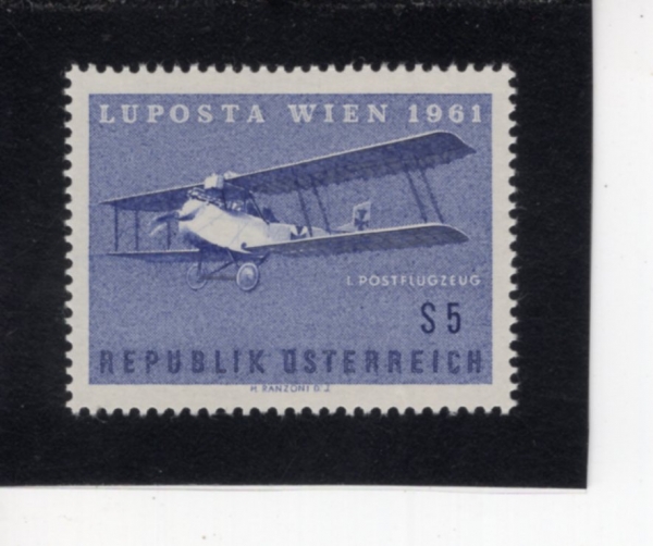 AUSTRIA(����Ʈ����)-#660-5s-FIRST AUSTRIAN MAIL PLANE, 1918(1918�� ����Ʈ���� ������ ������)-1961.5.15��