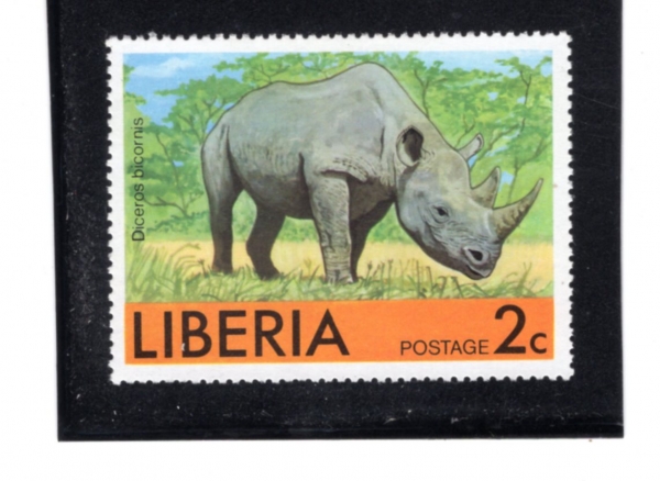 LIBERIA(���̺�����)-#763-2c-RHINOCEROS(�ڻԼ�)-1976.9.1��