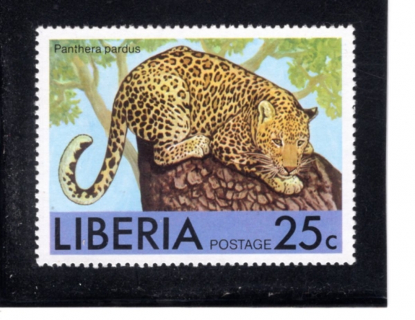 LIBERIA(���̺�����)-#767-25c-LEOPARD(ǥ��)-1976.9.1��