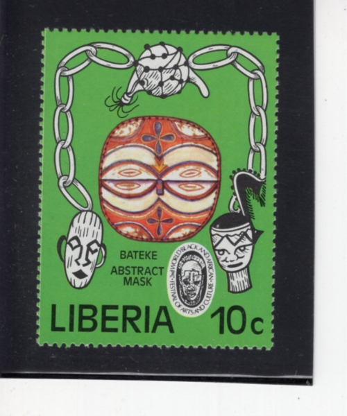 LIBERIA(���̺�����)-#772-10c-BATEKE MASKS AND FESTIVAL EMBLEM(���� ����)-1977.1.20��