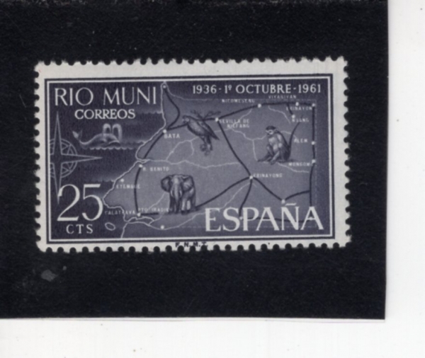 RIO MUNI(���� ����)-#12-25c-MAP OF RIO MUNI(���� ���� ����)-1961.10.1��