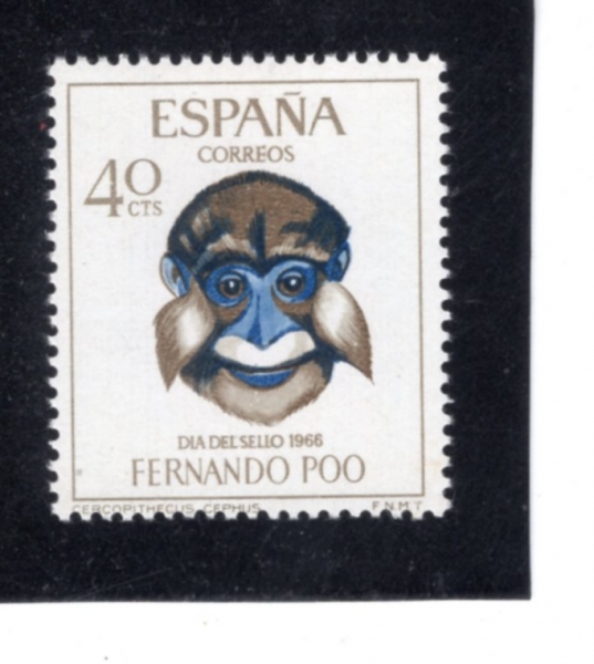 FERNANDO PO(�丣���� ��)-#241-40c-HEAD OF MOUSTACHED MONKEY(����� ������)-1966.11.23��
