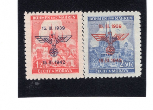 CZECHOSLOVAKIA-BOHEMIA AND MORAVIA(����̾ƿ� ����� ��ȣ��)-#60~1(2��)-CATHEDRAL AT PRAGUE AND BRNO CATHEDRAL(�� ������ �뼺��, �긣�� �� ����� �ٿ��� �뼺��)-1942.3.15��