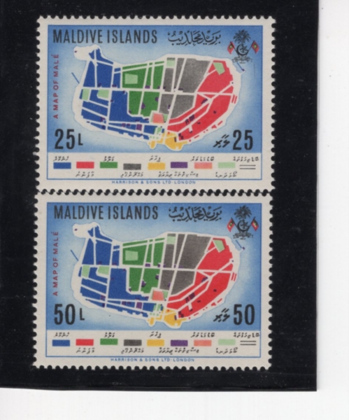 MALDIVE ISLANDS(����� ����)-#74~5(2��)-MAP OF MALE SHOWING POPULATION DISTRIBUTION(���� ������ �����ִ� ����)-1961.4.20��
