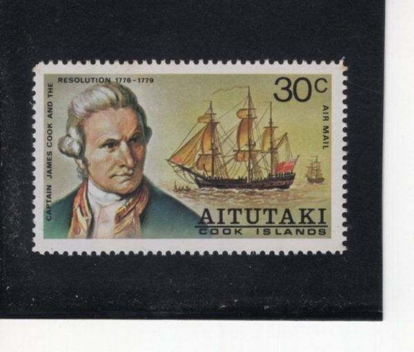 AITUTAKI(������ŸŰ)-#C5-30c-JAMES COOK AND \"RESOLUTION\"(���ӽ� �� ����, HMS �������)-1974.9.9��