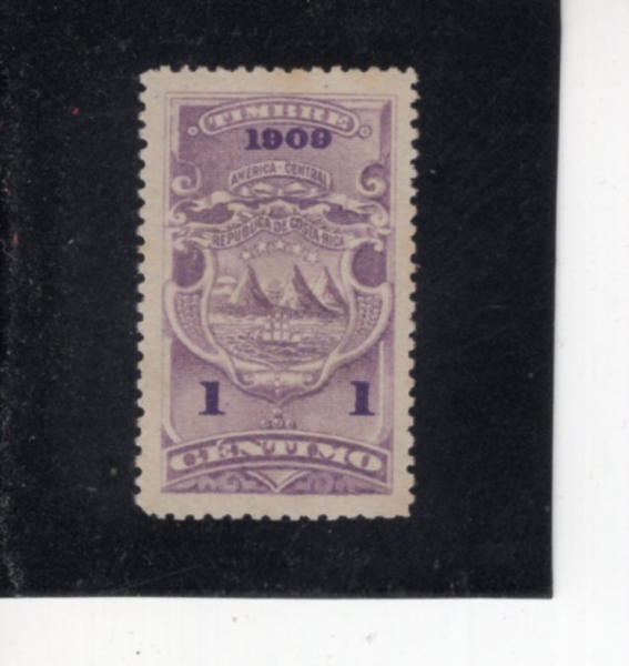 COSTA RICA(�ڽ�Ÿ��ī)-#NO-1c-COAT OF ARMS, SEA, SHIP AND MOUNTAINS(�ڽ�Ÿ��ī ����, �ٴ�, ��, ��)-1909��