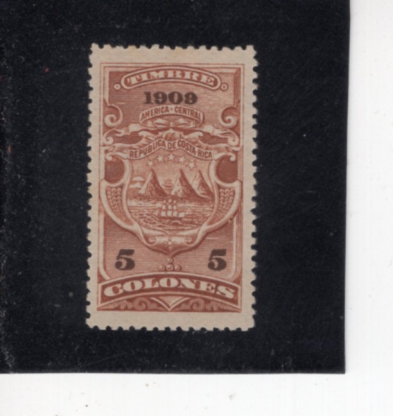 COSTA RICA(�ڽ�Ÿ��ī)-#NO-5c-COAT OF ARMS, SEA, SHIP AND MOUNTAINS(�ڽ�Ÿ��ī ����, �ٴ�, ��, ��)-1909��