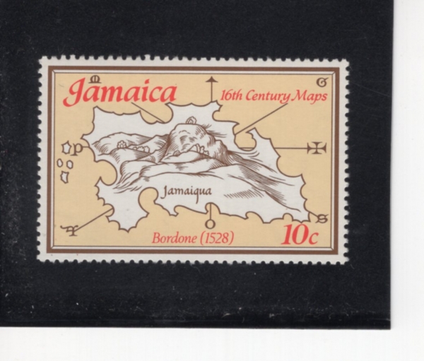 JAMAICA(�ڸ���ī)-#406-10c-MAP OF JAMAICA, BY BENEDETTO BORDONE, 1528(���׵��� ���������� �ڸ���ī ����,1528��)-1976.3.12��