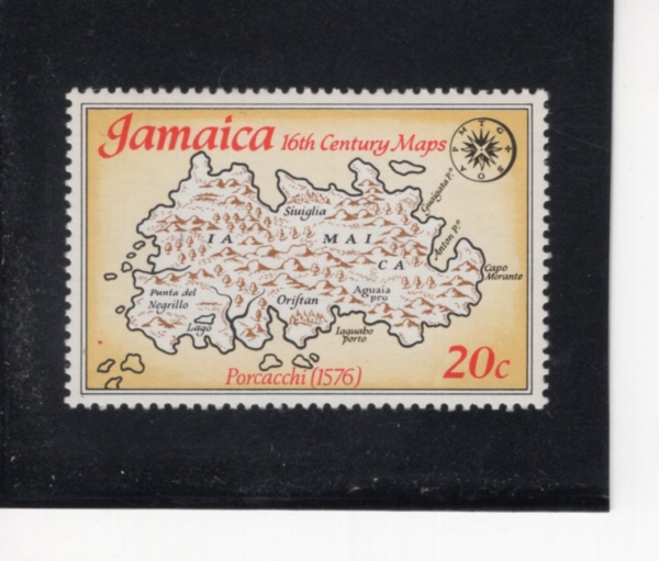 JAMAICA(�ڸ���ī)-#407-20c-MAP OF JAMAICA, BY TOMMASO PORCACCHI, 1576(�丶�� ����īŰ�� �ڸ���ī ����,1576��)-1976.3.12��