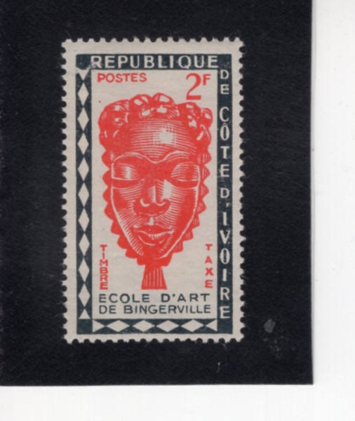 IVORY COAST(���̺��� �ڽ�Ʈ)-#J25-2fr-MASK AND HEAD, BINGERVILLE SCHOOL OF ART(����ũ, ���ź� �̼��б�)-1962.11.3��
