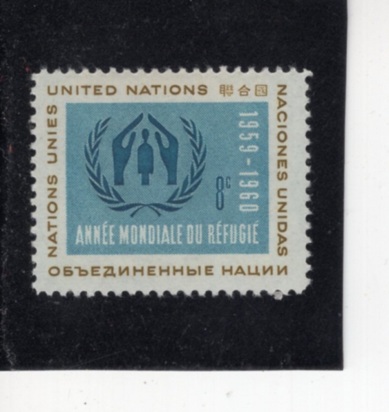 UNITED NATIONS,OFFICES IN NEW YORK(���� ����-����)-#76-8c-WORLD REFUGEE YEAR EMBLEM(���� ������ �� ������)-1959.12.10��