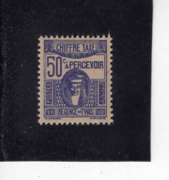 TUNISIA(Ƣ����)-#J20-50c-DEESSE CARTHAGINOISE(ī��Ÿ���� ����)-1945��