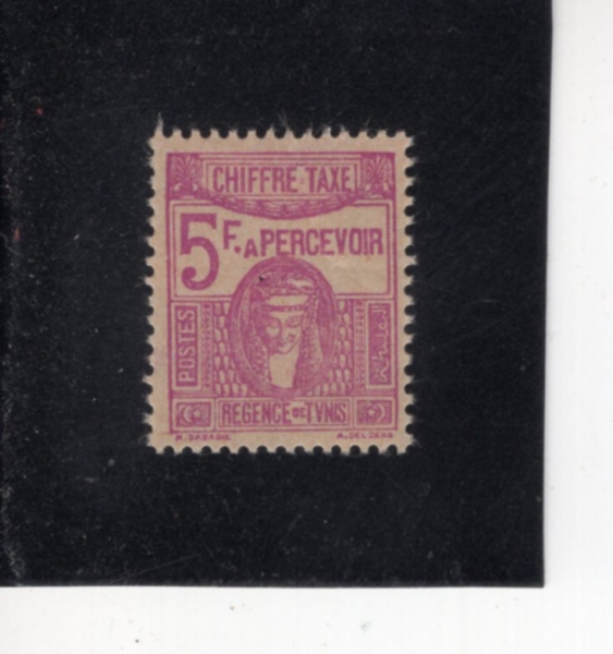 TUNISIA(Ƣ����)-#J29-5fr-DEESSE CARTHAGINOISE(ī��Ÿ���� ����)-1922��
