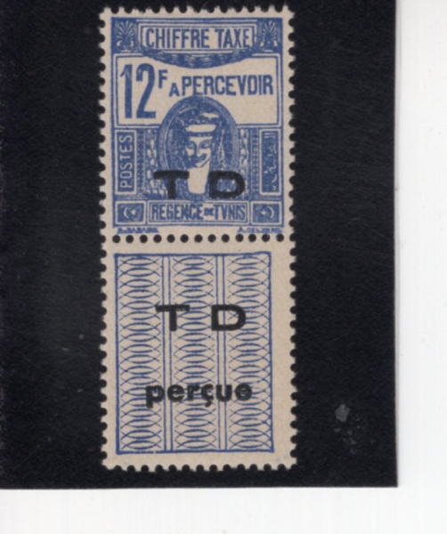 TUNISIA(Ƣ����)-#NO-12fr-DEESSE CARTHAGINOISE AND POSTAGE DUE STAMPS(ī��Ÿ���� ����, ���� ��� �̳�)-1922��