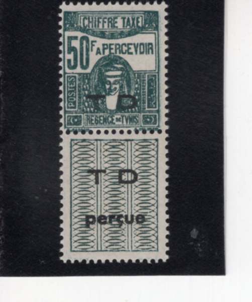 TUNISIA(Ƣ����)-#NO-50fr-DEESSE CARTHAGINOISE AND POSTAGE DUE STAMPS(ī��Ÿ���� ����, ���� ��� �̳�)-1922��
