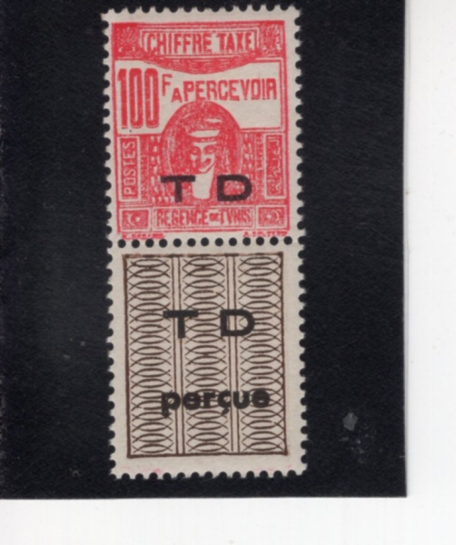 TUNISIA(Ƣ����)-#NO-100fr-DEESSE CARTHAGINOISE AND POSTAGE DUE STAMPS(ī��Ÿ���� ����, ���� ��� �̳�)-1922��