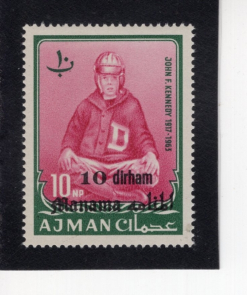 AJMAN(���)-#A2-10np-PRES. KENNEDY AND AS A BOY IN FOOTBALL UNIFORM(�౸������ ����� �ɳ׵�)-1964��
