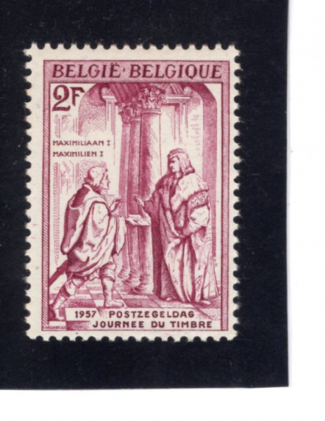 BELGIUM(���⿡)-#504-2fr-EMPEROR MAXIMILIAN I RECEIVING LETTER(���ùи��� 1��)-1957.5.19��