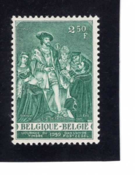 BELGIUM(���⿡)-#530-2.50fr-CHARLES V, JEAN-BAPTISTE OF THURN AND TAXIS(ī�� 5��, �� ��Ƽ��Ʈ �� �� �� Ź�ý�)-1959.3.15��