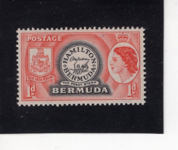 BERMUDA(���´�)-#144-1p-PEROT STAMP AND ELIZABETH II(��� ��ǥ, �����ں��� 2��)-1953��