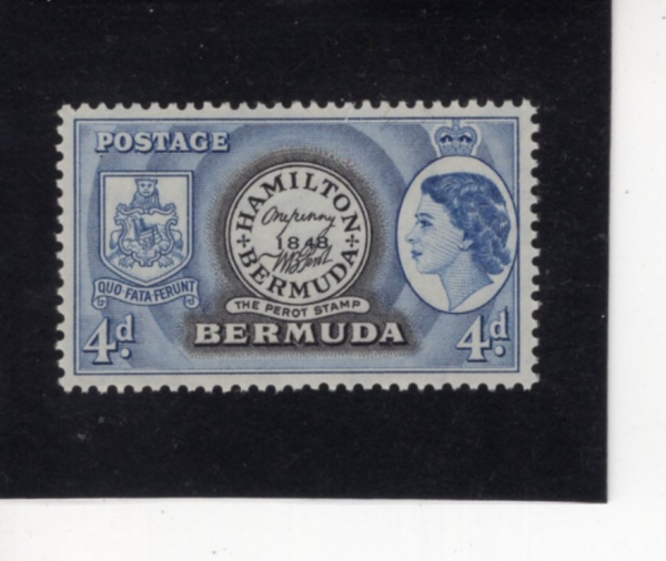 BERMUDA(���´�)-#150-4p-PEROT STAMP AND ELIZABETH II(��� ��ǥ, �����ں��� 2��)-1953��