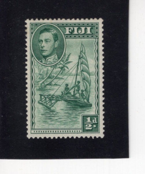 FIJI(����)-#117-1/2p-GEORGE VI AND OUTRIGGER CANOE(���� 6�� ����, �ƿ����� ��Ʈ)-1938��