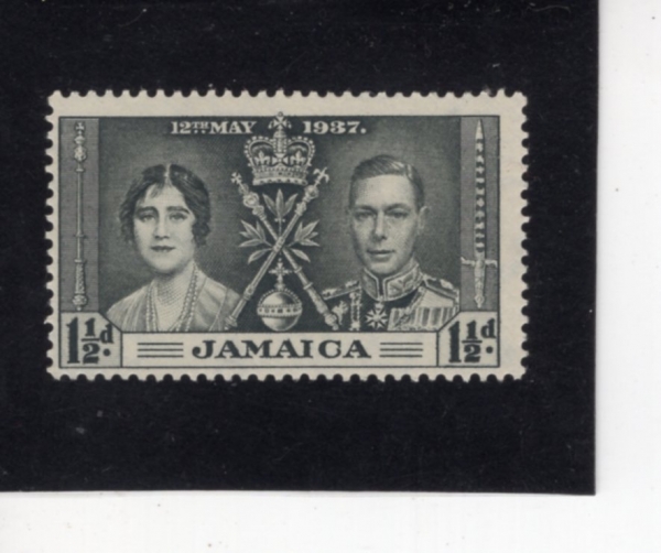 JAMAICA(�ڸ���ī)-#114-1 1/2p-CORONATION(���� 6�� ���հ� �����ں��� �պ� �����)-1937.5.12��