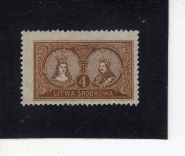 CENTRAL LITHUANIA(�߾� �����ƴϾ� ��ȭ��)-#438-4m-QUEEN HEDWIG AND KING LADISLAS II JAGELLO(�ߵ�� ����, ����𽽶��� 2�� �߱⿡���)-1921��