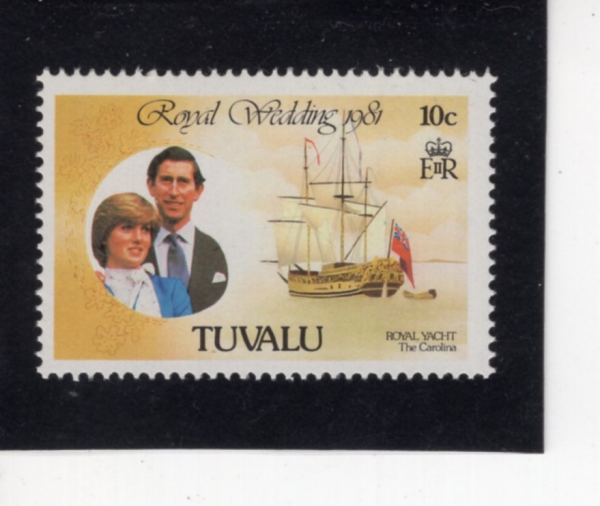 TUVALU(���߷�)-#157-10c-PRINCE CHARLES, LADY DIANA, ROYAL YACHT CHARLOTTE(���� ����, ���ֳ̾� ����, �ս� ��Ʈ ����)-1981.7.10��