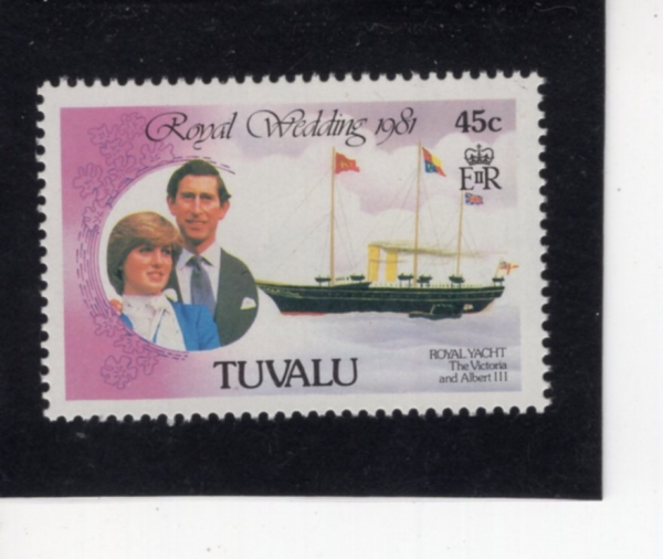 TUVALU(���߷�)-#159-45c-PRINCE CHARLES, LADY DIANA, ROYAL YACHT CHARLOTTE(���� ����, ���ֳ̾� ����, �ս� ��Ʈ ����)-1981.7.10��